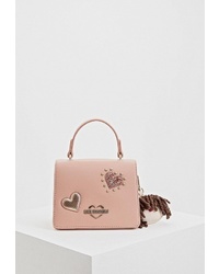 Розовая кожаная сумка через плечо от Love Moschino