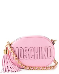 Розовая кожаная сумка через плечо от Moschino