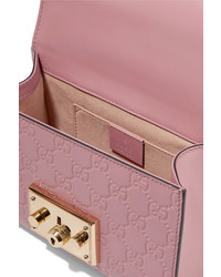Розовая кожаная сумка через плечо от Gucci