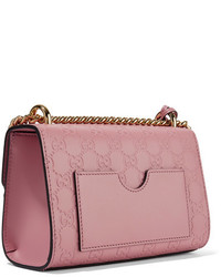 Розовая кожаная сумка через плечо от Gucci