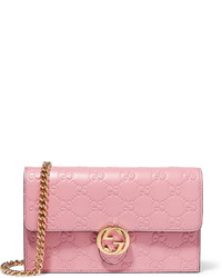 Женская розовая кожаная сумка от Gucci