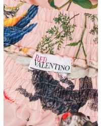 Розовая короткая юбка-солнце с принтом от RED Valentino