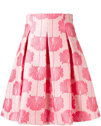 Розовая короткая юбка-солнце с цветочным принтом от P.A.R.O.S.H.
