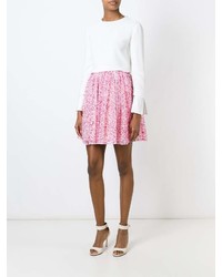 Розовая короткая юбка-солнце с цветочным принтом от Fendi