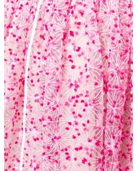 Розовая короткая юбка-солнце с цветочным принтом от Fendi