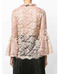 Розовая кружевная блуза на пуговицах с цветочным принтом от Daizy Shely