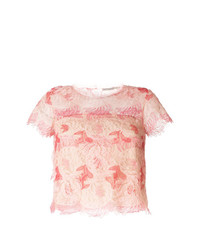 Розовая кружевная блуза с коротким рукавом от Ermanno Scervino
