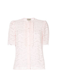 Розовая кружевная блуза с коротким рукавом от Temperley London