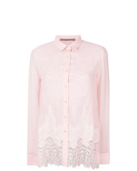 Женская розовая кружевная классическая рубашка от Ermanno Scervino