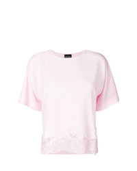 Женская розовая кружевная футболка с круглым вырезом от Ermanno Ermanno