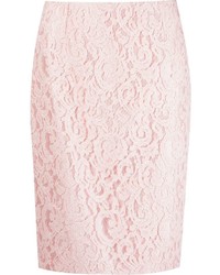 Розовая кружевная юбка-карандаш
