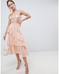 Розовая кружевная юбка-миди с вышивкой от ASOS DESIGN