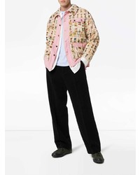 Мужская розовая куртка-рубашка с принтом от Bode