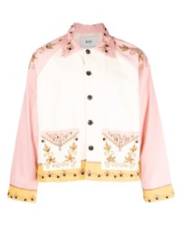 Розовая куртка-рубашка с украшением