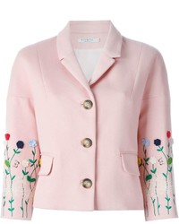 Женская розовая куртка с цветочным принтом
