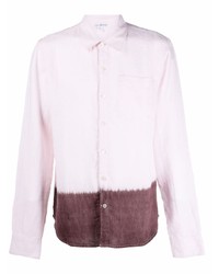 Розовая льняная рубашка с длинным рукавом с принтом тай-дай