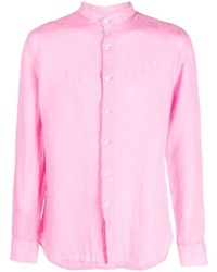 Мужская розовая льняная рубашка с длинным рукавом от 120% Lino