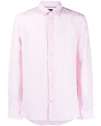 Мужская розовая льняная рубашка с длинным рукавом от BOSS