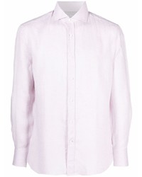 Мужская розовая льняная рубашка с длинным рукавом от Brunello Cucinelli
