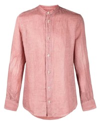 Мужская розовая льняная рубашка с длинным рукавом от Eleventy