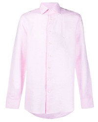 Мужская розовая льняная рубашка с длинным рукавом от Etro