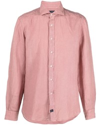 Мужская розовая льняная рубашка с длинным рукавом от Fay