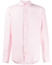 Мужская розовая льняная рубашка с длинным рукавом от Hackett