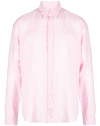 Мужская розовая льняная рубашка с длинным рукавом от Hackett