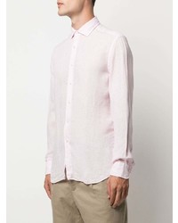 Мужская розовая льняная рубашка с длинным рукавом от Xacus