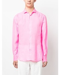 Мужская розовая льняная рубашка с длинным рукавом от MC2 Saint Barth