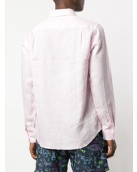 Мужская розовая льняная рубашка с длинным рукавом от Vilebrequin