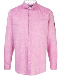 Мужская розовая льняная рубашка с длинным рукавом от Loveless