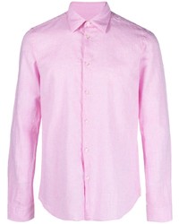 Мужская розовая льняная рубашка с длинным рукавом от Manuel Ritz