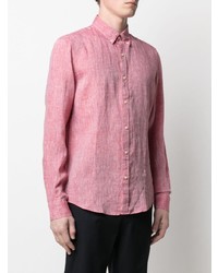 Мужская розовая льняная рубашка с длинным рукавом от Michael Kors