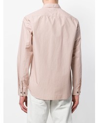 Мужская розовая льняная рубашка с длинным рукавом от Theory