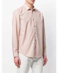 Мужская розовая льняная рубашка с длинным рукавом от Theory