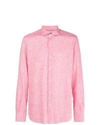 Мужская розовая льняная рубашка с длинным рукавом от Orian