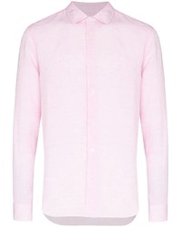 Мужская розовая льняная рубашка с длинным рукавом от Orlebar Brown