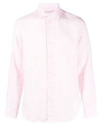 Мужская розовая льняная рубашка с длинным рукавом от Orlebar Brown