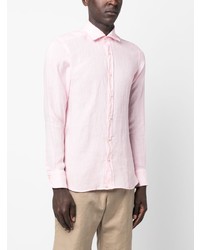 Мужская розовая льняная рубашка с длинным рукавом от Tintoria Mattei