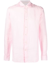 Мужская розовая льняная рубашка с длинным рукавом от Tintoria Mattei