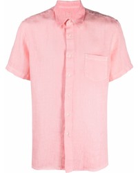 Мужская розовая льняная рубашка с коротким рукавом от 120% Lino