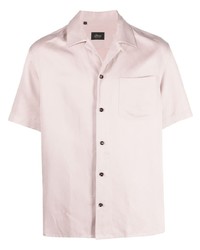 Мужская розовая льняная рубашка с коротким рукавом от Brioni