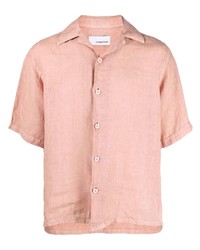 Мужская розовая льняная рубашка с коротким рукавом от Costumein