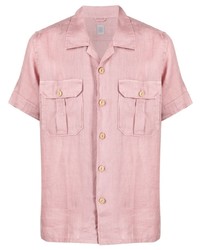 Мужская розовая льняная рубашка с коротким рукавом от Eleventy