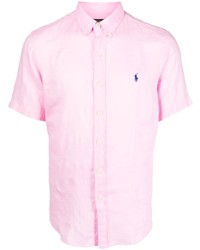 Мужская розовая льняная рубашка с коротким рукавом от Polo Ralph Lauren