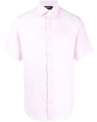Мужская розовая льняная рубашка с коротким рукавом от Z Zegna
