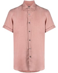 Мужская розовая льняная рубашка с коротким рукавом от Zegna