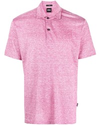 Мужская розовая льняная футболка-поло от BOSS