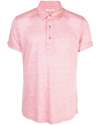 Мужская розовая льняная футболка-поло от Orlebar Brown